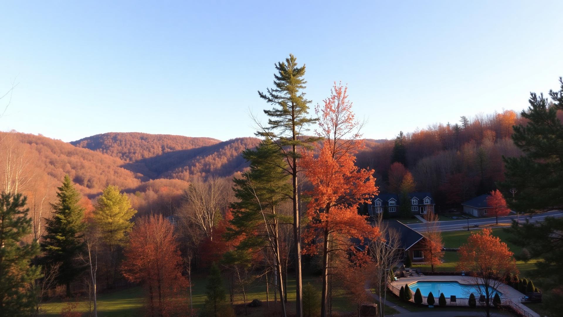 The Falls at Saw Creek wooded Pocono townhome community
