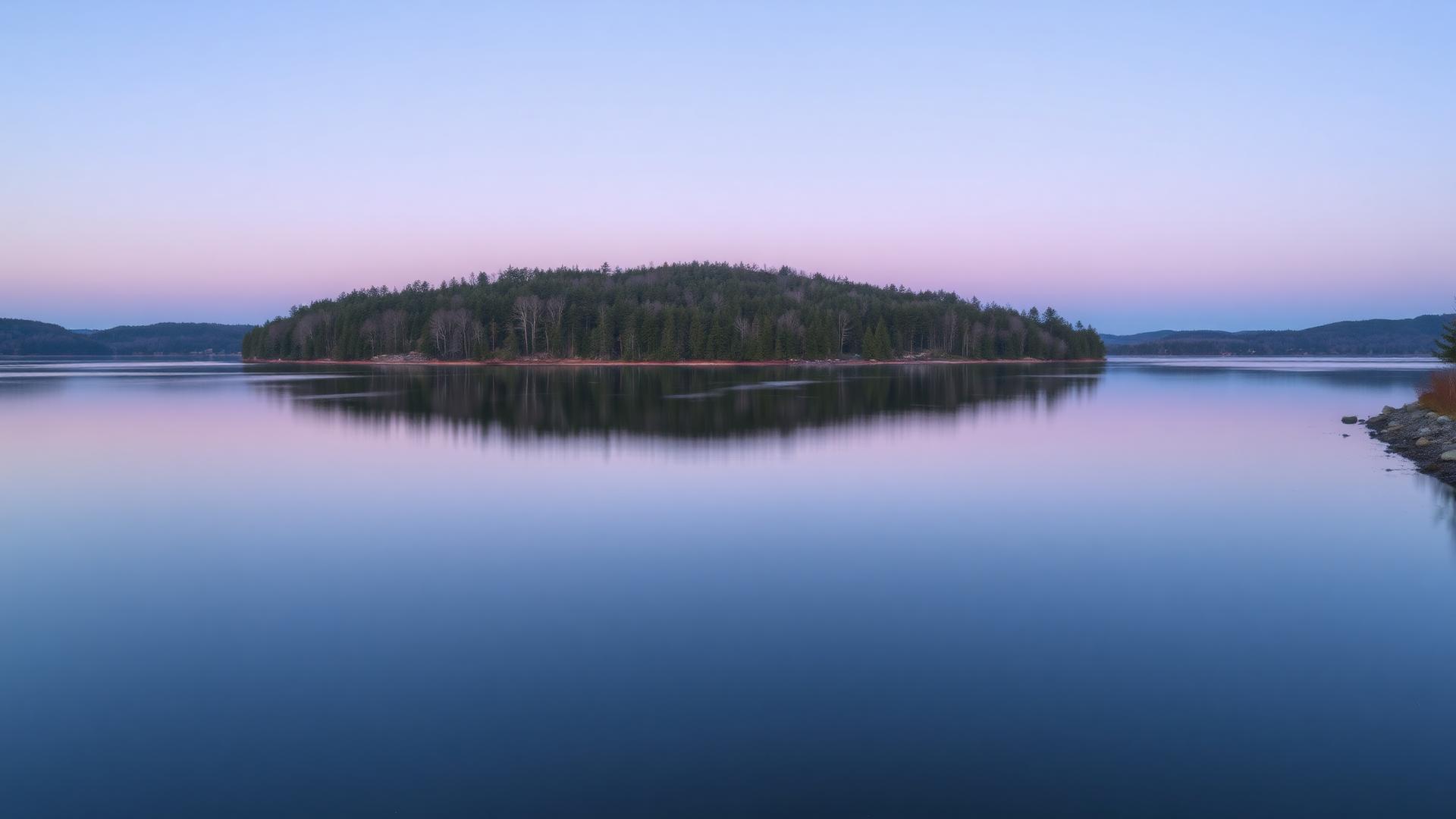 Stillwater Lake at dusk in the Pocono Mountains