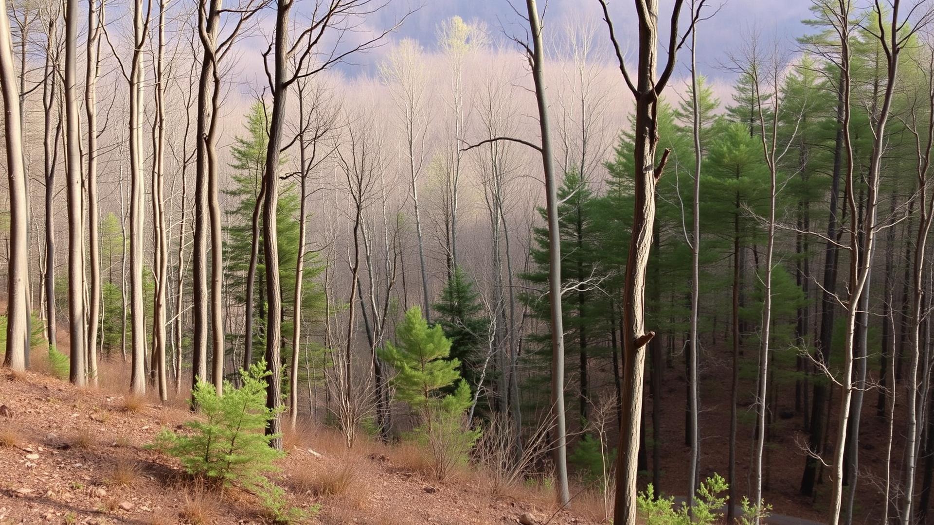 Wooded hillside near Scotrun in the Pocono Mountains